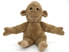 Peti singe en coton bio beige, assis les bras ouverts.