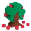 Pommier en bois vert avec tronc brun et 12 pommes rouges qu'on peut placer dans l'arbre ou bien en ôter.