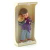 Doll for dollhouse, blond toddler with Teddy bear in a box.