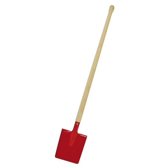 Massief houten steel met rood gelakt metalen spade