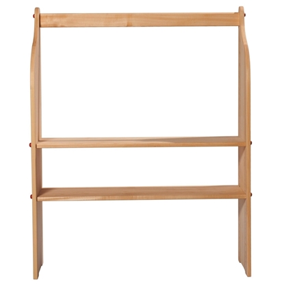 Houten speelstandaard bestaande uit 2 vertikale planken en 2 horiжontale planken en bovenaan een stok.