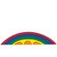 8 houten blokken gemaakt van massief lindehout in de vorm en de kleuren van een regenboog.