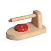 Fer à repasser jouet en bois avec bouton en bois rouge réglable et petite lampe témoin en bois rouge