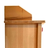 Side view of the solid wood play kitchen with light damage.