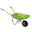 Groene kinderkruiwagen in metaal