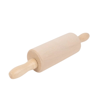 Rouleau à pâtisserie enfant de 24 cm en bois de hêtre couleur bois naturel.
