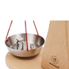 Wooden scale toy with stainless steel weights (detail).